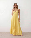 Pleated Maxi Dress Women Strapless Cutout Open Back Formal