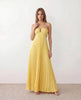 Pleated Maxi Dress Women Strapless Cutout Open Back Formal