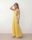 Pleated Maxi Dress Women Strapless Cutout Open Back Formal