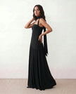 Maxi Dress Women, Basque Waist Corset Lace-Up Back Square Neck A-Line