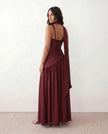 Maxi Dress Women, Basque Waist Corset Lace-Up Back Square Neck A-Line