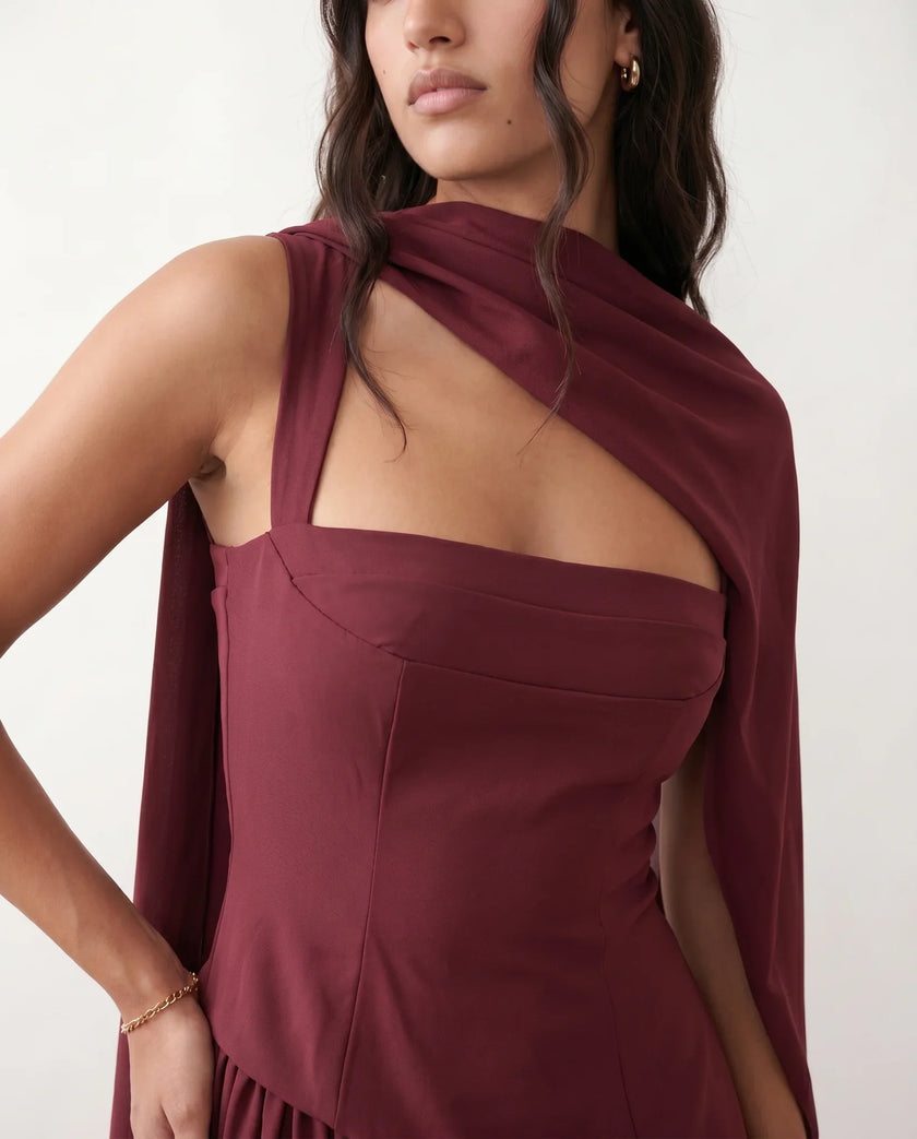 Maxi Dress Women, Basque Waist Corset Lace-Up Back Square Neck A-Line