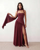 Maxi Dress Women, Basque Waist Corset Lace-Up Back Square Neck A-Line