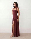 Maxi Dress Women, Basque Waist Corset Lace-Up Back Square Neck A-Line