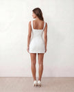Sequined Mini Dress Women Square Neck Low Back Slit