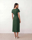 Wrap Midi Dress Women V-Neck Ruched Waist Cap Sleeve