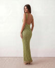 Sequined Maxi Dress Women, Low Open Back Fitted Sheath Square Neck
