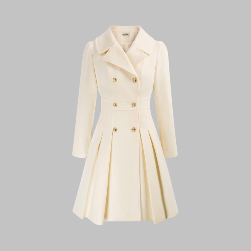 Double-Breasted Coat Women Long Sleeve Tailored Button Front