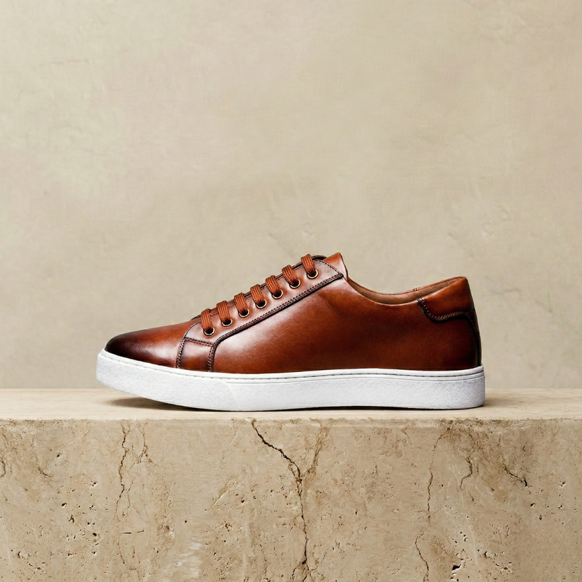 FJØRNA men's genuine leather shoes, stylish smart leather shoes with polished finish and classic design.
