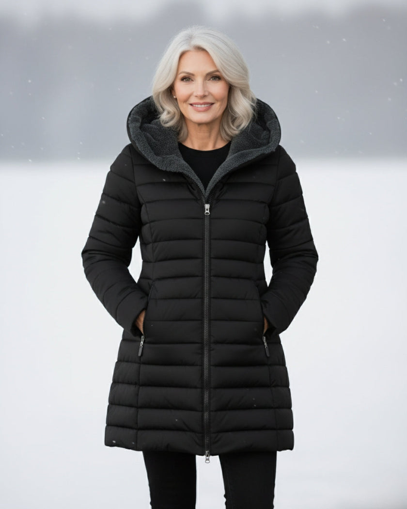 Danique | Women's Longline Hooded Fleece-Lined Winter Puffer Coat