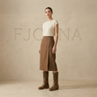 FJØRNA tan knee-high leather boots with block heels for women, stylish winter shoes showcasing a sleek design and tall shaft.