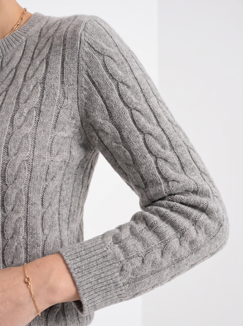 Cable Knit Sweater Women Wool Button Long Sleeve