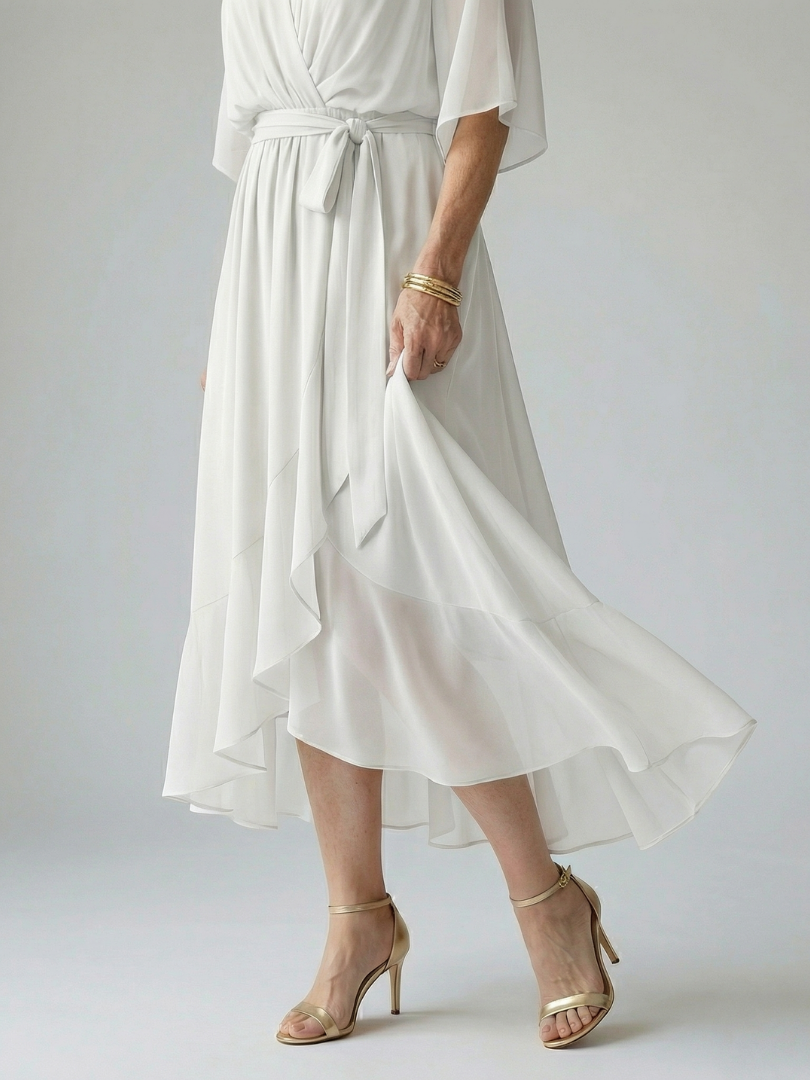 FJØRNA women's summer midi dress, flowy and lightweight, featuring a breezy design perfect for warm weather.