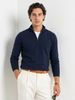 Quarter Zip Knit Sweater Men Stand Collar Regular Fit