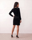 Sequin Mini Dress Women Wrap V-Neck Long Sleeve Ruched Party