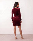 Sequin Mini Dress Women Wrap V-Neck Long Sleeve Ruched Party