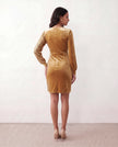 Sequin Mini Dress Women Wrap V-Neck Long Sleeve Ruched Party