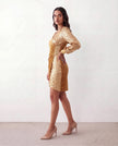 Sequin Mini Dress Women Wrap V-Neck Long Sleeve Ruched Party