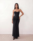 Sequined Maxi Dress Women Strapless Sweetheart Corset Ruched Waist Formal