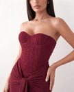 Sequined Maxi Dress Women Strapless Sweetheart Corset Ruched Waist Formal