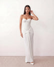 Sequined Maxi Dress Women Strapless Sweetheart Corset Ruched Waist Formal