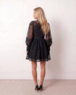 Lace Mini Dress Women Long Sleeve Openwork Cocktail