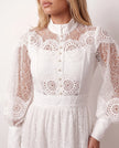 Lace Mini Dress Women Long Sleeve Openwork Cocktail