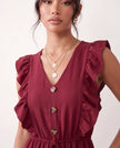 Ruffle Mini Dress Women V-Neck Tiered Skater Boho Summer Yellow