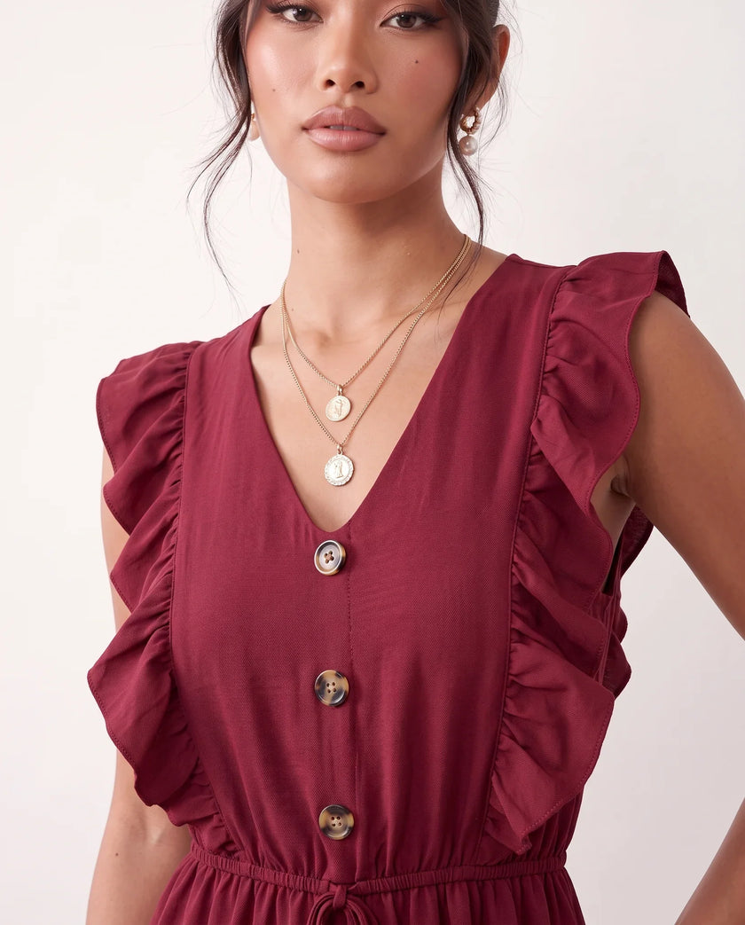 Ruffle Mini Dress Women V-Neck Tiered Skater Boho Summer Yellow