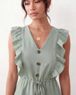 Ruffle Mini Dress Women V-Neck Tiered Skater Boho Summer Yellow