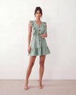 Ruffle Mini Dress Women V-Neck Tiered Skater Boho Summer Yellow