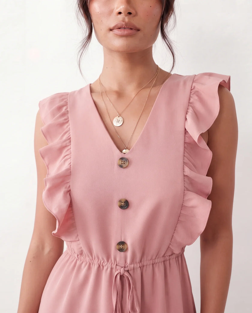 Ruffle Mini Dress Women V-Neck Tiered Skater Boho Summer Yellow