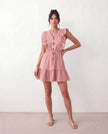 Ruffle Mini Dress Women V-Neck Tiered Skater Boho Summer Yellow