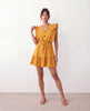 Ruffle Mini Dress Women V-Neck Tiered Skater Boho Summer Yellow