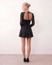 Lace Mini Dress Women Sweetheart Neck Long Sleeve Backless Lace-Up Party