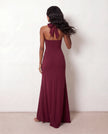 Halter Maxi Dress Women Formal Sweetheart Corset Front Slit
