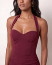 Halter Maxi Dress Women Formal Sweetheart Corset Front Slit