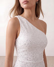 Sequined Maxi Dress Women Asymmetric Neck Low Back Front Slit Formal