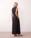 Button Front Maxi Dress Women Summer Sleeveless V-Neck