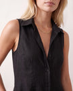Button Front Maxi Dress Women Summer Sleeveless V-Neck