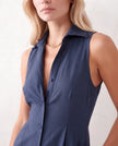 Button Front Maxi Dress Women Summer Sleeveless V-Neck