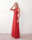 Button Front Maxi Dress Women Summer Sleeveless V-Neck