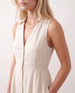 Button Front Maxi Dress Women Summer Sleeveless V-Neck