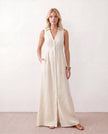 Button Front Maxi Dress Women Summer Sleeveless V-Neck