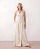 Button Front Maxi Dress Women Summer Sleeveless V-Neck