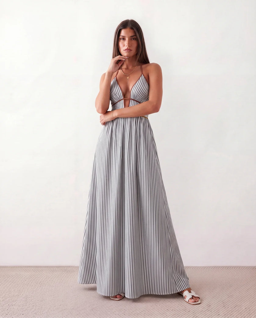 Halter Maxi Dress Women Summer Spaghetti Strap V-Neck Backless