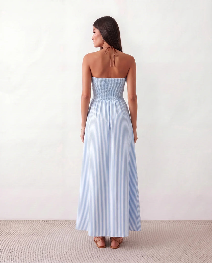 Halter Maxi Dress Women Summer Spaghetti Strap V-Neck Backless