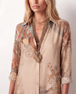 Maxi Dress Women Abstract Print Button Front V-Neck Casual