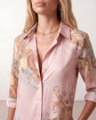 Maxi Dress Women Abstract Print Button Front V-Neck Casual