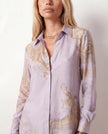 Maxi Dress Women Abstract Print Button Front V-Neck Casual